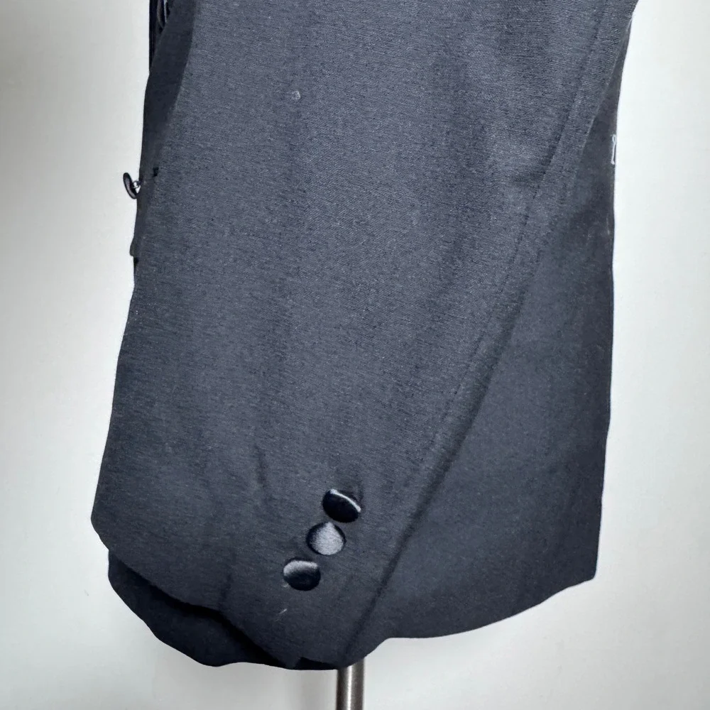 Bill Blass Tuxedo Jacket Mens 40L Black Solid Double Breasted Peak Lapel Vintage
